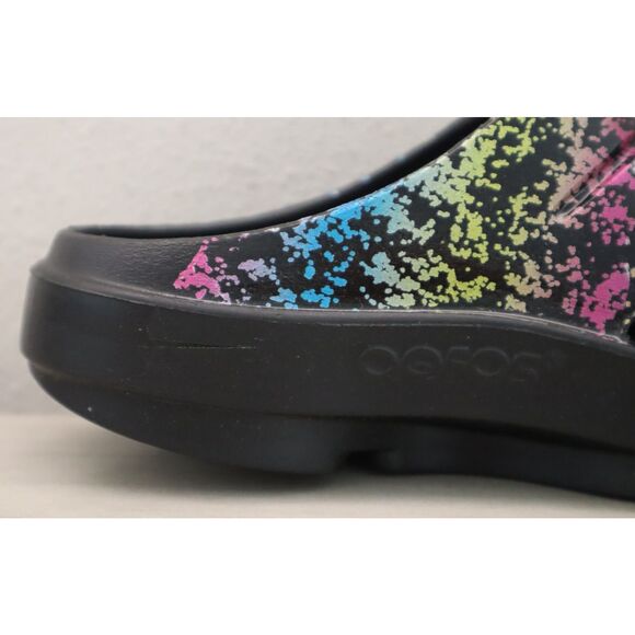 OOFOS Women's Sz 39 US 8 Black Multicolor Splatter OOFOAM Slip-On Clogs - Picture 11 of 15